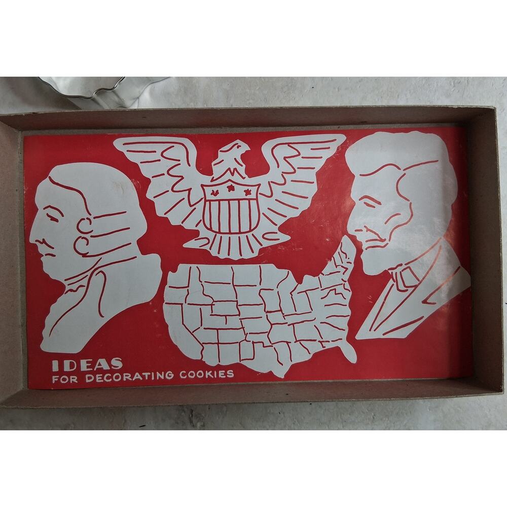 Vintage Patriotic Cookie Cutters Set of 4 in Original Box - Picture 4 of 5